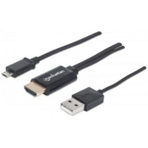 Cable Micro USB 5-pin - HDMI, con USB A para Alimentación, Negro Manhattan