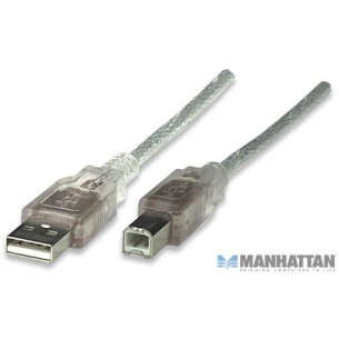 Manhattan 345408 Cable de Alta Velocidad USB 2.0, USB A Macho - USB B Macho, 5 Metros, Plata