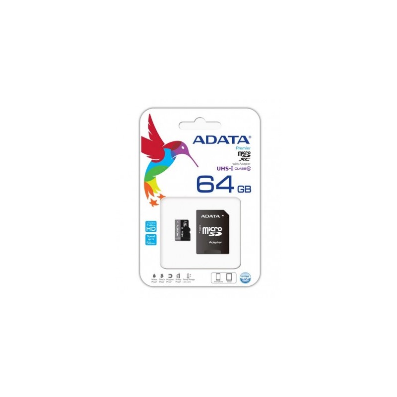 Memoria Flash Adata Premier, 64Gb Microsdxc Uhs-I Clase 10, Con Adaptador ADATA ADATA