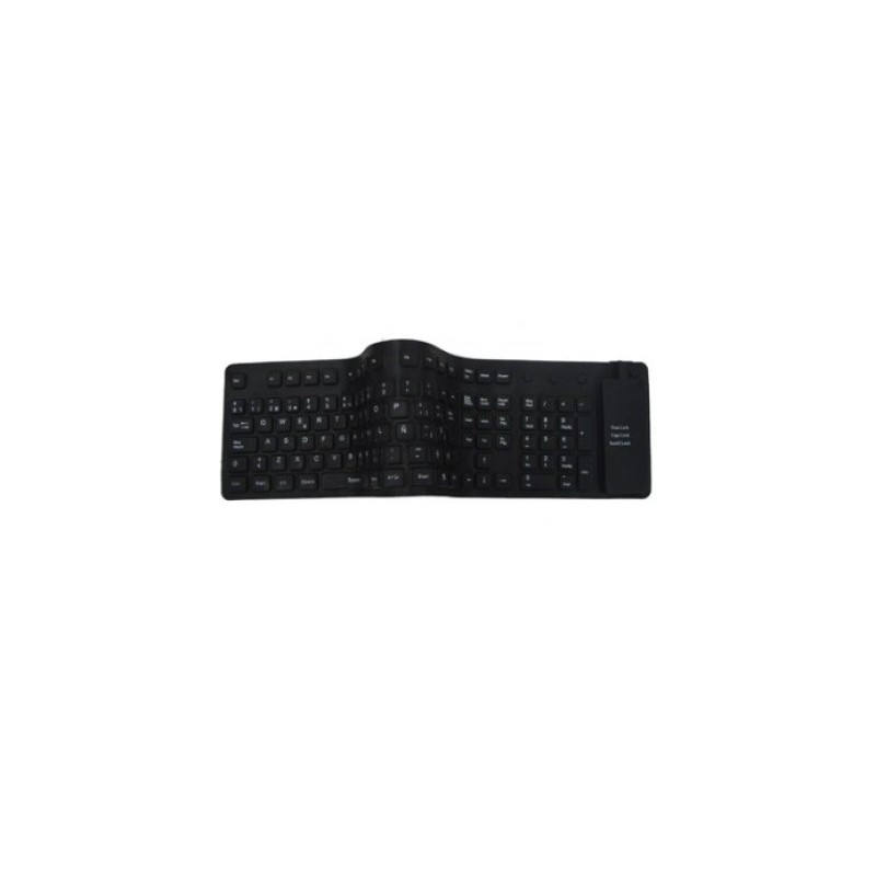 Teclado BRobotix Flexible 801935, Alámbrico, USB + PS/2, Negro (Español)