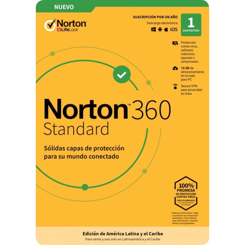 Norton 360 Standard, 1 Dispositivo, 1 Año, Windows/Mac NORTON NORTON