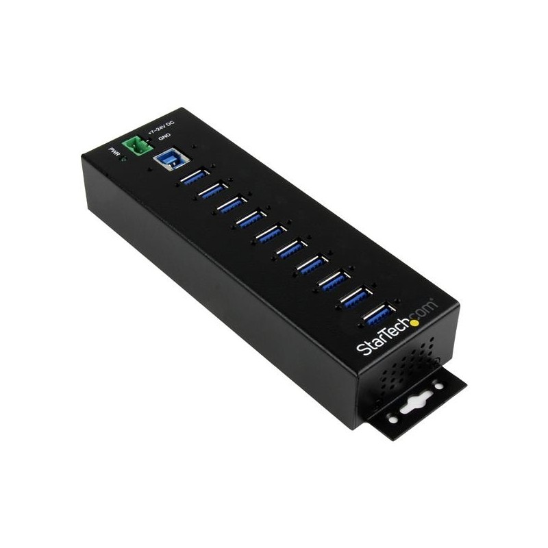 HUB Concentrador Industrial USB 3.0 StarTech.com - 10 Puertos USB 3.2 Hembra, 5000Mbit/s, Negro