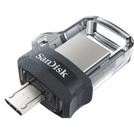 Memoria USB SanDisk Ultra Dual Drive M3.0, 128GB, USB 3.0, Gris