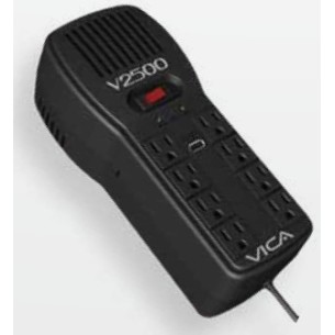 Regulador V2500, 2500Va, 300J, Entrada 100-127V, Negro VICA