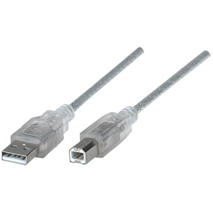 Cable de Alta Velocidad USB 2.0, USB A Macho - USB B Macho, 3 Metros, Plata