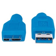 Manhattan Cable USB A Macho - Micro USB B Macho, 2 Metros, Azul