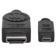 Cable HDMI de Alta Velocidad con Canal Ethernet, HDMI Macho - micro HMDI, 2 Metros, Manhattan