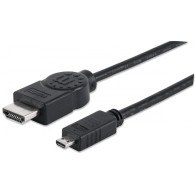 Cable HDMI de Alta Velocidad con Canal Ethernet, HDMI Macho - micro HMDI, 2 Metros, Manhattan