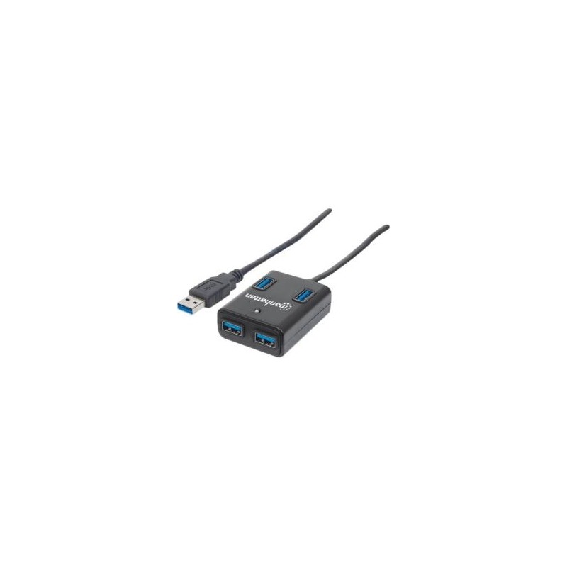 Manhattan Hub USB 3.0 de Supervelocidad, 4x USB A, 5000 Mbit/s - sin Fuente