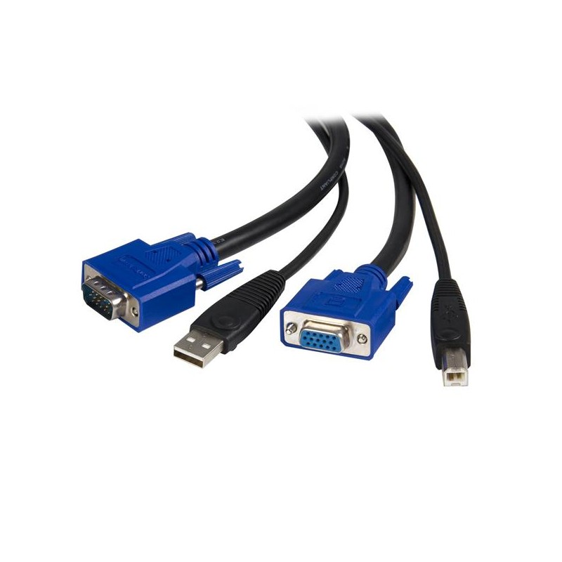 Cable KVM 2 en 1, USB/VGA Macho - USB/VGA Hembra, 1.8 Metros, Negro