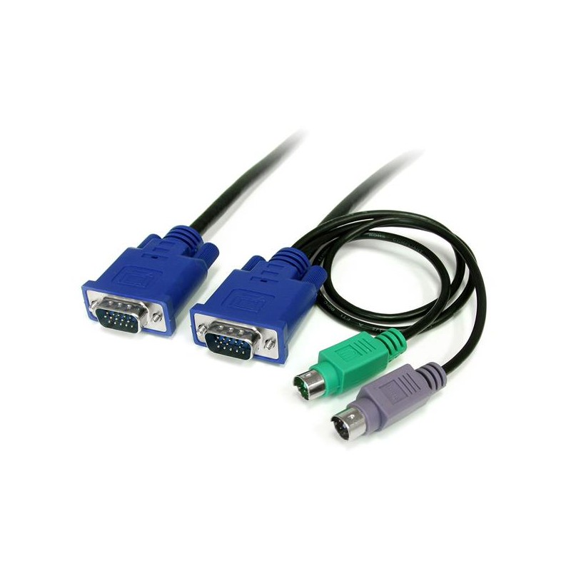 Cable KVM Ultra Delgado 3 en 1, 2x PS/2 Macho - 2x VGA Macho, 1.8 Metros, Negro Startech.com