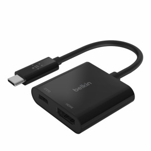Belkin Adaptador USB C Macho - HDMI Hembra + USB C, Negro