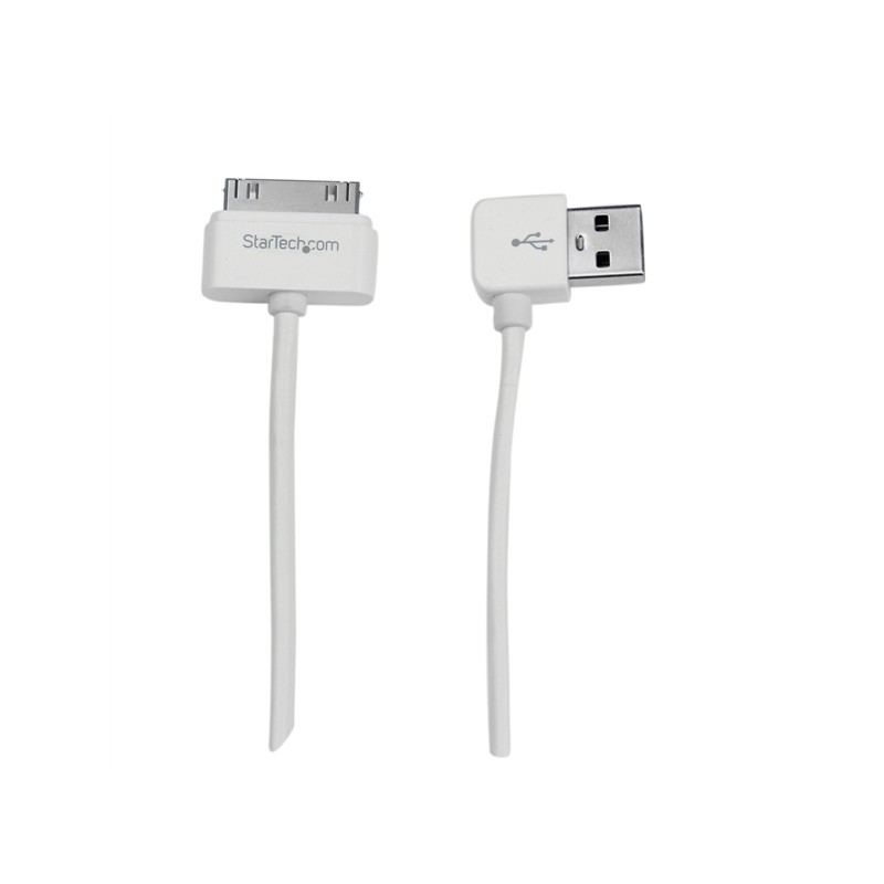 Cable Cargador 1m Conector Dock Connector de Apple 30 Pines a USB en Ángulo Izquierdo iPod iPhone iPad