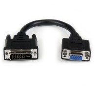 Adaptador Convertidor de 20cm DVI-I a VGA - DVI-I Macho - HD15 Hembra - Cable Negro