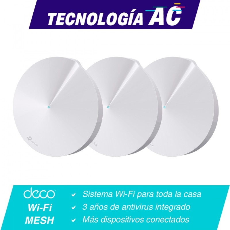 Router Deco M5(3-pack) TP-Link con Sistema de Red Wi-Fi en Malla AC1300 Deco M5, 1300 Mbit/s, 2x RJ-45, 2.4/5GHz - 3 Piezas