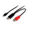 Cable en Y para Discos Duros Externos, 2x USB A Macho - 1x mini USB B Macho, 1.8 Metros Negro StarTech.com
