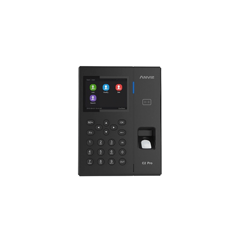 Control De Acceso Biométrico C2 Pro, 5000 Usuarios, 100,000 Registros, Wifi, Rs-232, Color Negro Anviz ANVIZ