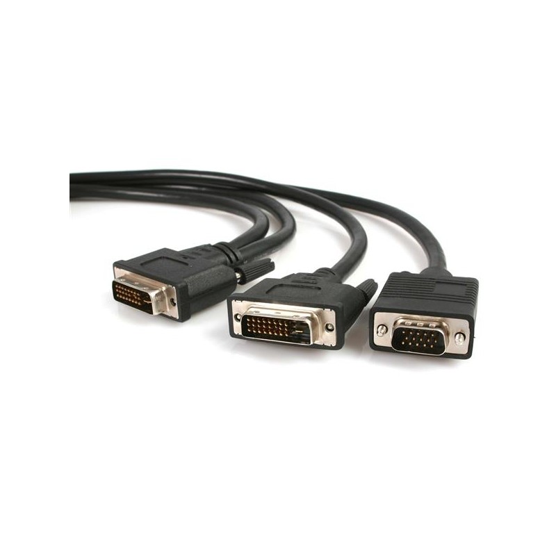 Cable DVI-I Macho - DVI-D + VGA (D-Sub) Macho, 1.8 Metros, Negro StarTech.com
