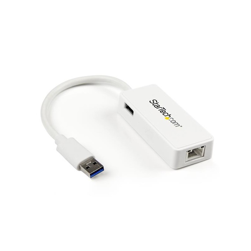Tarjeta Ethernet Externa USB 3.0 con Hub, Alámbrico, 1x RJ-45, Blanco StarTech.com