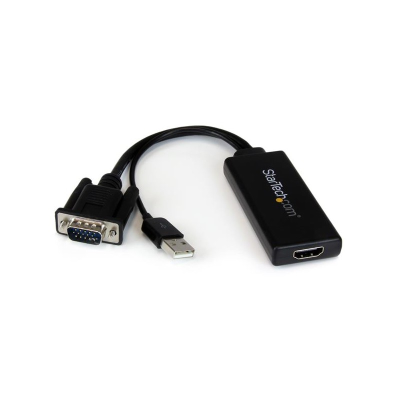 Adaptador VGA/USB Macho - HDMI Hembra, 25cm, Negro Startech.com