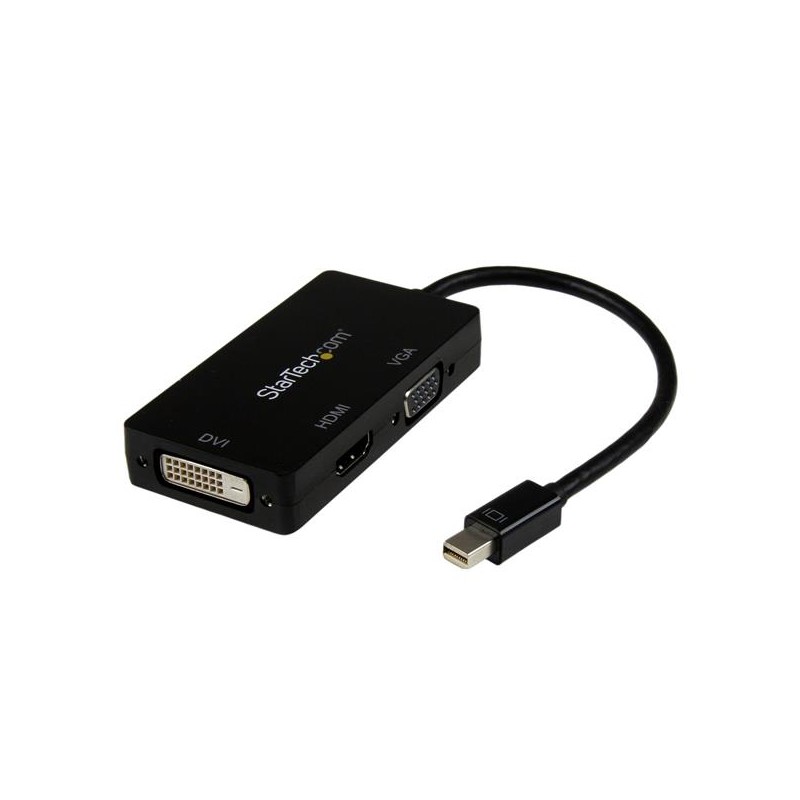 Adaptador Convertidor Mini DisplayPort Macho - VGA/DVI/HDMI Hembra, 10cm, Negro