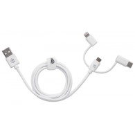 Cable Manhattan USB A - Micro USB B/USB C/Lightning Macho, 1 Metro, Blanco