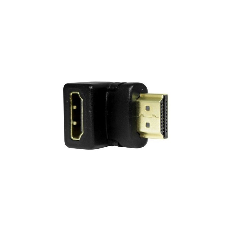 Adaptador Ghia HDMI Macho - HDMI Hembra, Ángulo Derecho, Negro