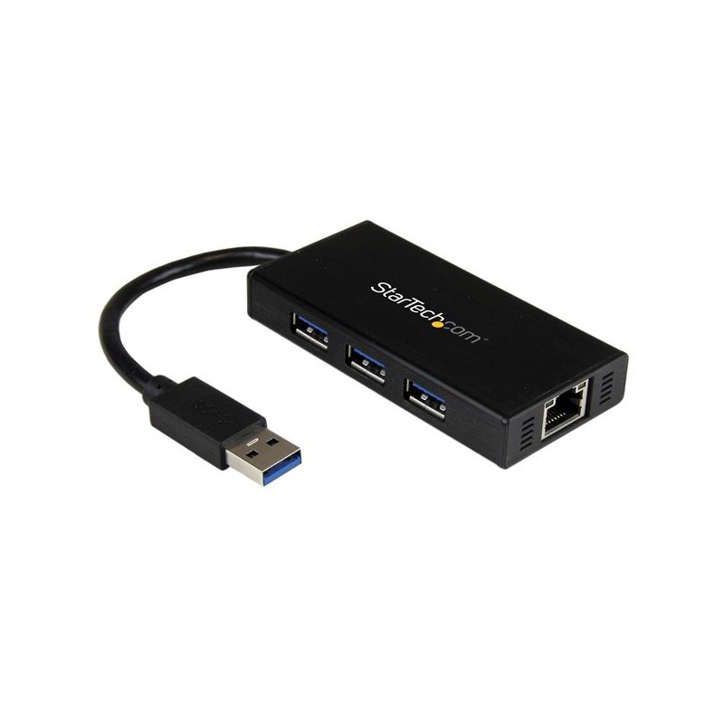 Hub USB A 3.0 de Aluminio con 3 Puertos USB y Adaptador de Red Ethernet Gigabit StarTech.com