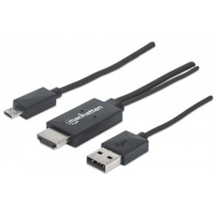 Cable Manhattan HDMI + USB Macho - HDMI Macho, Negro