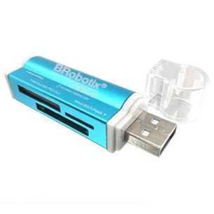 Lector de Memoria BRcobotix 180420A, MS Duo/MicroSD/SD, USB 2.0, Azul
