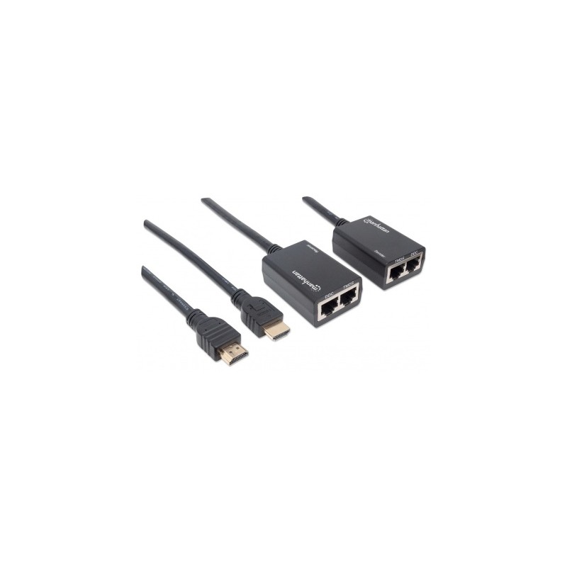 Extensor HDMI por Cat5e/Cat6, Distancia Máxima 30 Metros, Cables HDMI Integrados Manhattan