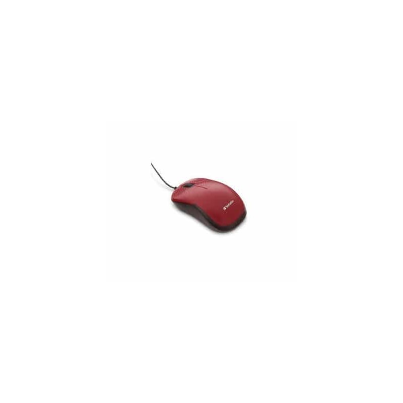 Mouse Verbatim Silent Corded, Alámbrico, USB, Rojo