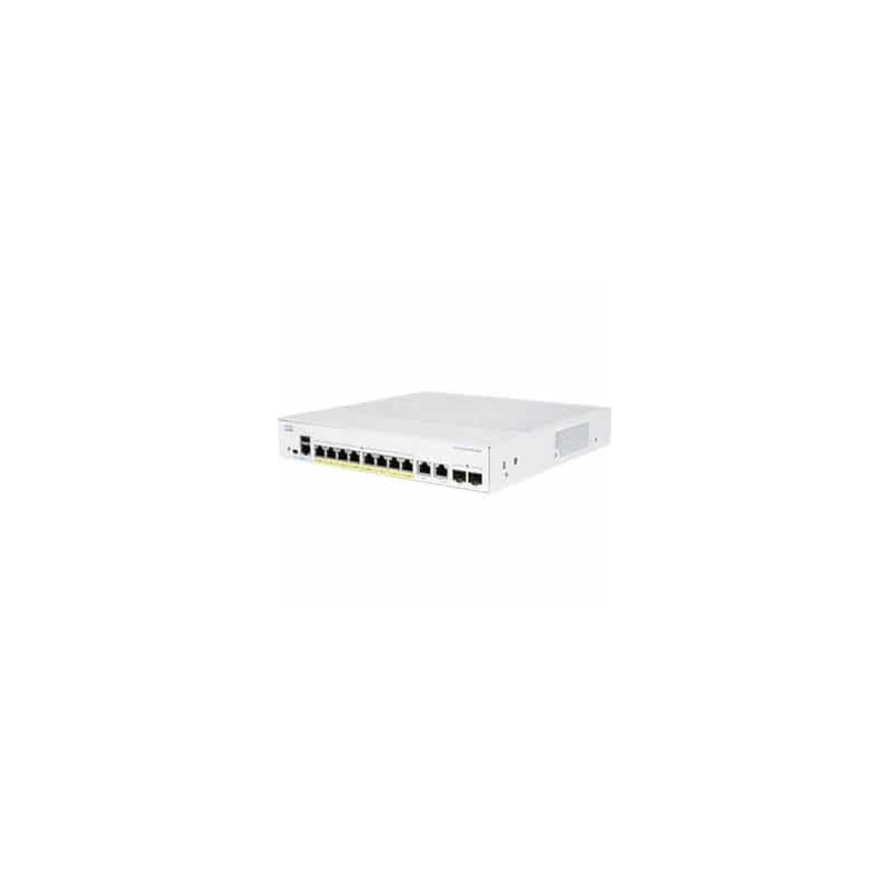 Switch Cisco Gigabit Ethernet Business 350, 8 Puertos Poe+ 10/100/1000Mbps + 2 Puertos Sfp, 20 Gbit/S, 16.000 Entradas - Adminis CISCO
