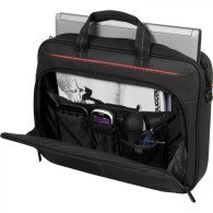 Maletín Classic TCT027US Laptop 15.6", Poliéster, Negro/Rojo