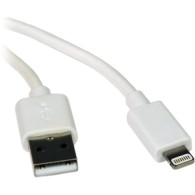 CABLE USB DE SINC/CARGA C/ CONECTOR LIGHTNING BLANCO, 0.91M.