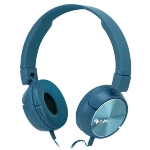 Audífonos Stylos STSHEA3A con Micrófono, Alámbrico, 1.2 Metros, 3.5mm, Azul