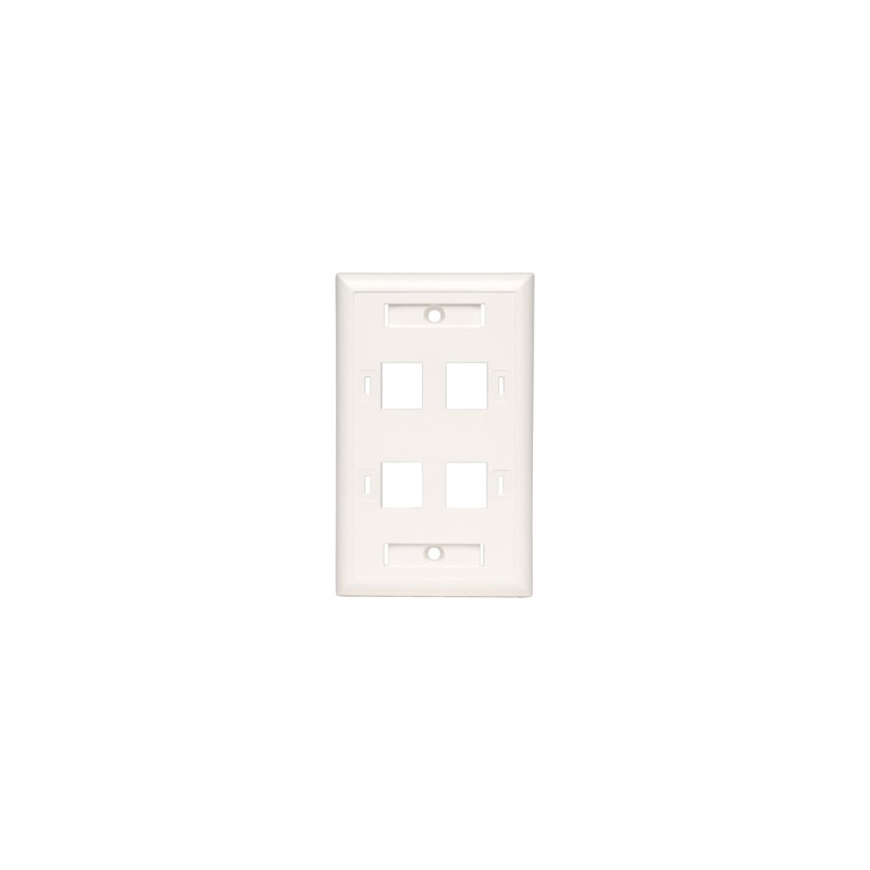 PLACA DE PARED CUADRUPLE 4 PUERTOS RJ45, BLANCO .