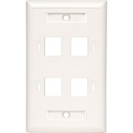 PLACA DE PARED CUADRUPLE 4 PUERTOS RJ45, BLANCO .