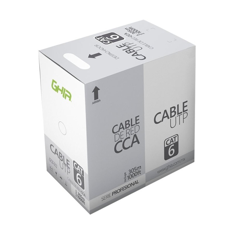 Bobina de Cable GCB-052 Ghia Cat6 UTP 4 Pares, 305 Metros, Blanco