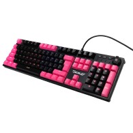 Teclado Gamer OGMK04 RGB Ocelot Gaming, Teclado Mecánico, Alámbrico, Negro/Magenta (Español)