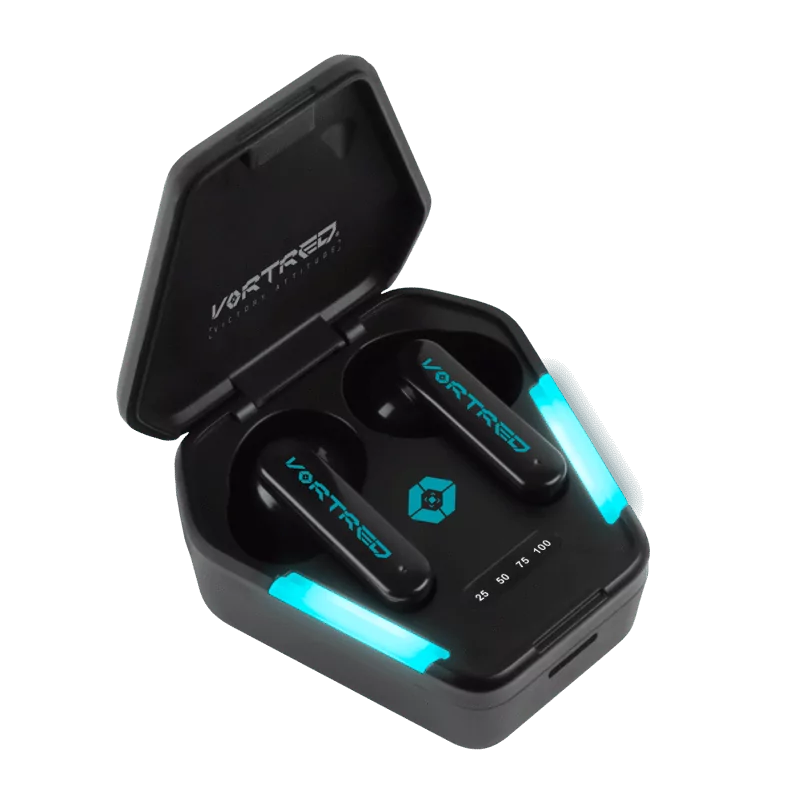 Audífonos Gamer Vortred W.A.R. TWS, Bluetooth, Inalámbricos, Color Negro