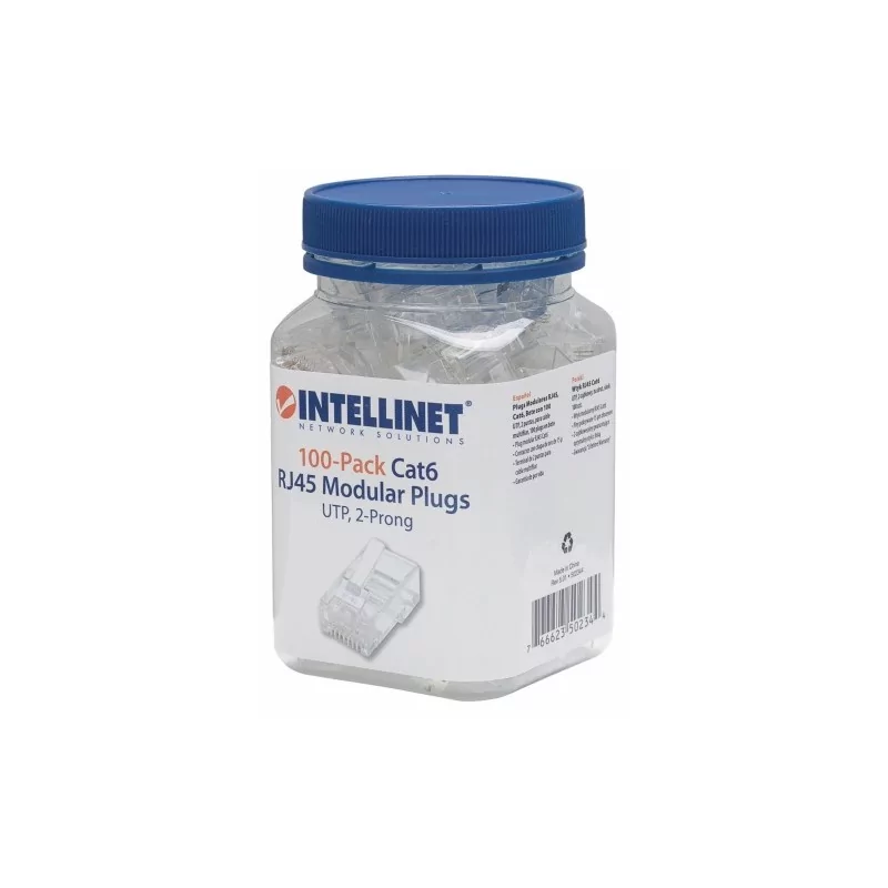 Intellinet 502344 Plugs Modulares RJ-45, Cat6, Bote con 100 Piezas