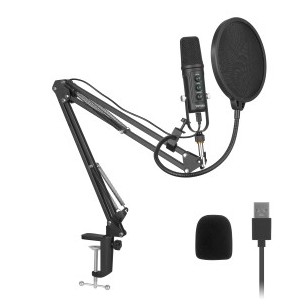 Micrófono Yeyian Kit Condensador Ysa-Uchq-01, Alámbrico, Usb, Negro - Incluye Soporte De Brazo Yeyian