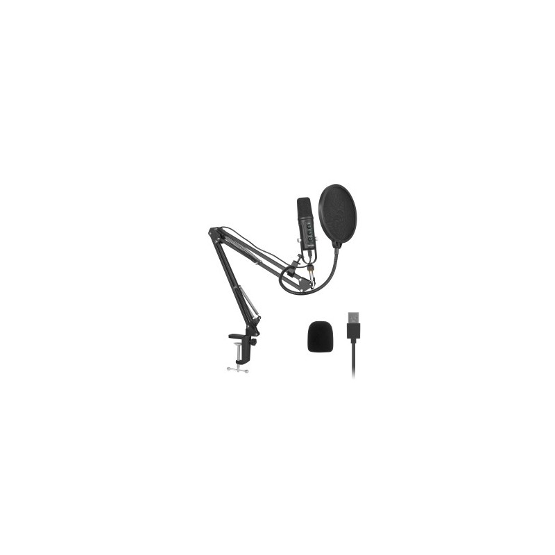 Micrófono Yeyian Kit Condensador Ysa-Uchq-01, Alámbrico, Usb, Negro - Incluye Soporte De Brazo Yeyian YEYIAN