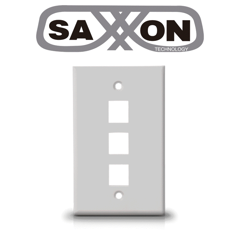 Placa De Pared/ Vertical/ 3 Puertos Tipo Keystone/ Color Blanco Saxxon A1753A SAXXON