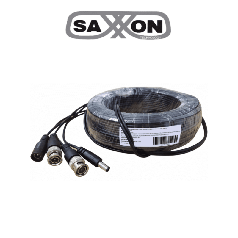 Cable De 30 Metros Armado Para Video Y Energia/ Para Camaras Hasta 8 Megapixeles/ Con Conectores Bnc Y D Saxxon Wb0130C- SAXXON