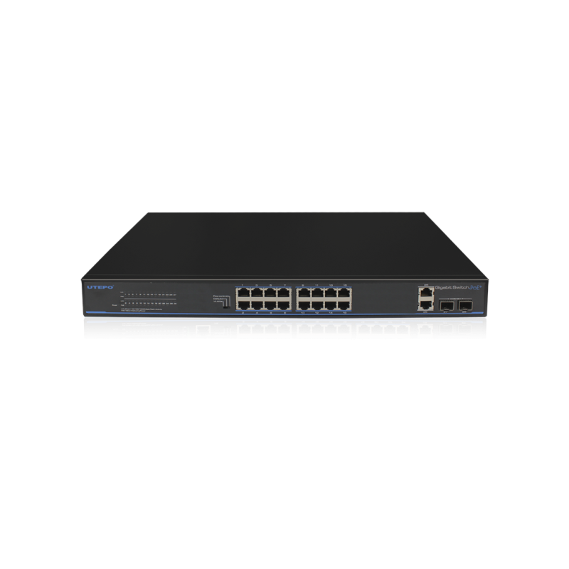 Switch Gigabit Ethernet Utp3-Gsw1604Ts-P200, 16 Puertos Poe + 2 Puertos 10/100/1000Mbps + 2 Puertos Sfp, 40 Gbit/S, 8.000 UTEPO UTEPO