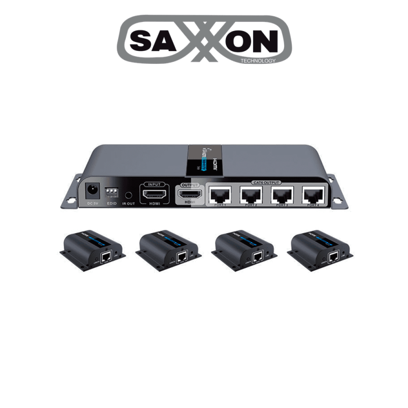 Extensor De Video Hdmi Alámbrico Cat6, 1X Hdmi, 4X Rj-45, 40 Metros saxxon SAXXON