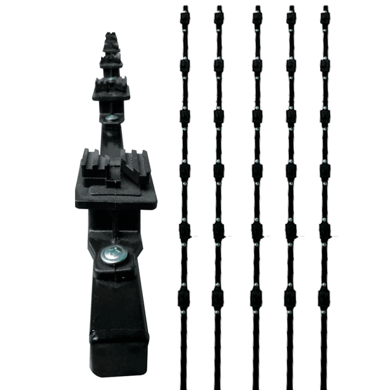 Kit De 5 Postes De Perfil 45385 En Color Negro De 1.2 Mts De Largo, Con 6 Aisladores De Paso Para 6 Líneas Con Yonusa K156L YONUSA