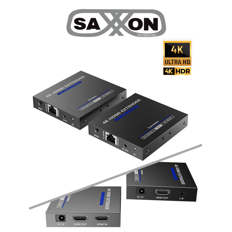 Kit Extensor Hdmi De 2 Puertos/ Hasta 70 Metros Con Cable Cat6/ 6A/ 7/ Resolucion 4K @ 60Hz/ Transmisor Ir/ Saxxon Lkv565P- SAXXON